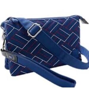 NEW IHKWIP Patriotic Navy Triple Entry Quilted Crossbody with Wristlet Strap